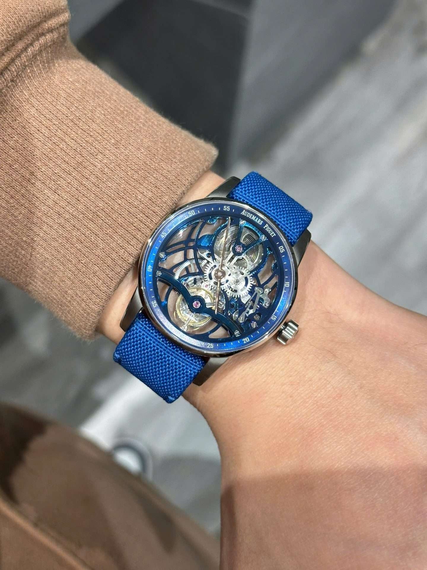 Audemars Piguet Tourbillon Openworked 26600 Rep 1 1 Blue Skeleton Movement 41mm - Image 5