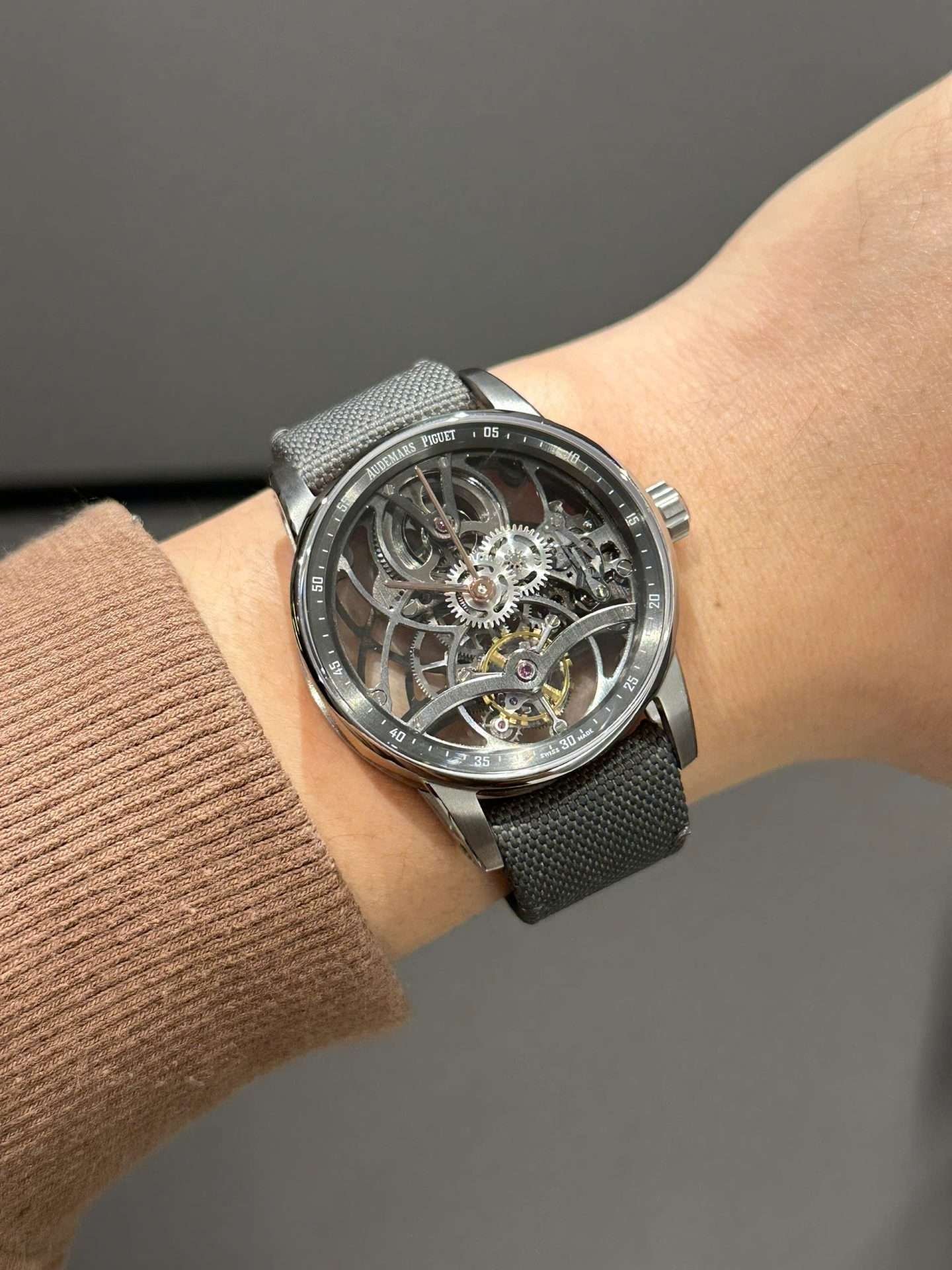 Audemars Piguet Tourbillon Openworked 26600 Replica 11 Gray Skeleton Movement 41mm - Image 3