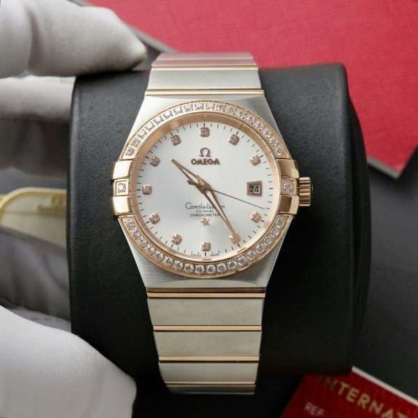 Omega Constellation Co-Axial Clone 11 Watch White Dial Metal Strap 38mm